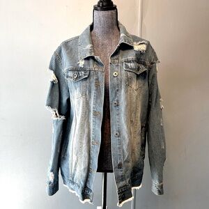 The Style Between Us Heavily Distressed Denim Jacket Size 3x